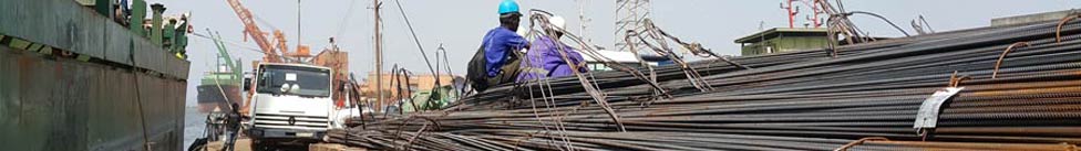 MV Vadi in Conakry port - discharging steel bars